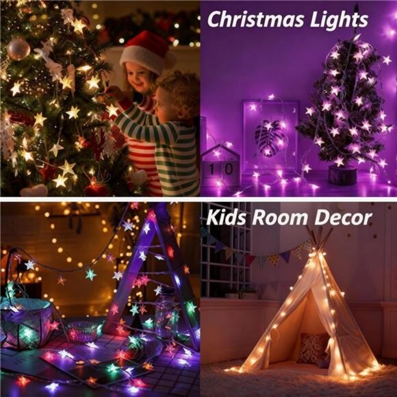Color Changing Star String Lights 40ft 120 LED Fairy Lights USB Remote Bedroom - Picture 5 of 8